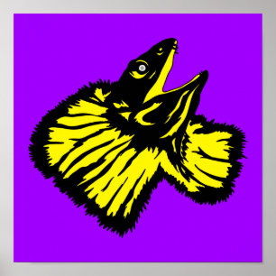 Poster Lizard de pescoço Amarelo Estilizado Neon Amarelo