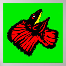 Poster Lizard de pescoço Vermelho Estilizado Neon