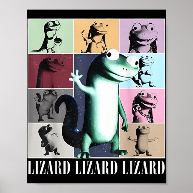 Poster Lizard Lizard Meme Vintage Engraçado (Frente)