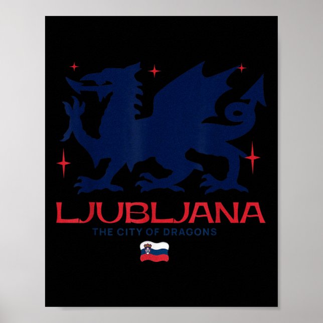 Poster Ljubljana Slovenia City Of Dragons Patriotic Drago (Frente)