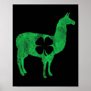 Poster Llama Alpaca Presente Dia De São Patrício Trevo T