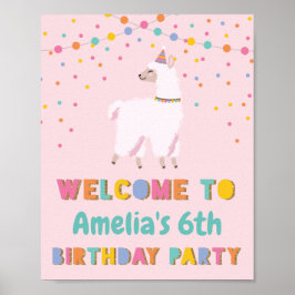 Poster Llama Birthday - Sinal de boas-vindas