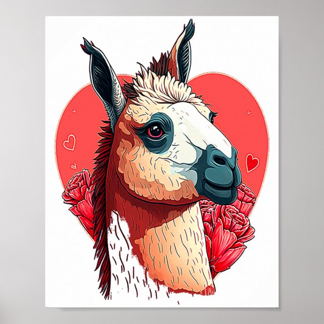 Poster Llama Cute Alpaca Valentines Day Animal  (Frente)