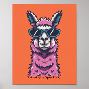 Poster Llama diz que você é Rock pose Quirky em óculos