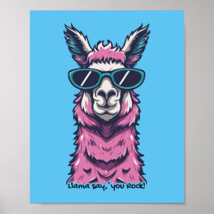 Poster Llama diz que você é Rock pose Quirky em óculos