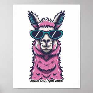 Poster Llama diz que você é Rock   pose Quirky em óculos 