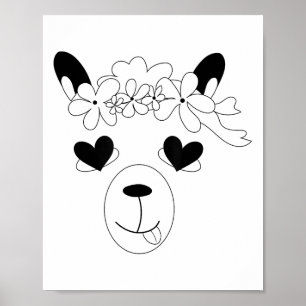 Poster Llama Face Halloween Costume Wreath Rua. Namorados