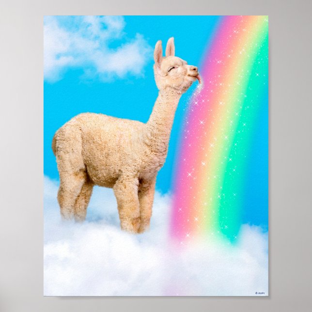 Poster Llama Licking Rainbow (Frente)