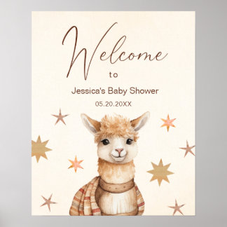 Poster Llama Mama Retro Vintage Chá de fraldas Bem-vindo