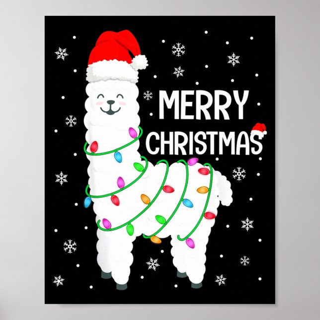 Poster Llama Merry Christmas Kids Funny Llama Christmas L (Frente)