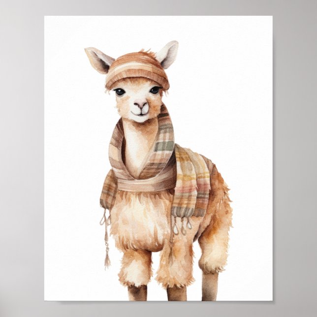 Poster Llama Nursery Decor Cute Llama Bedroom (Frente)