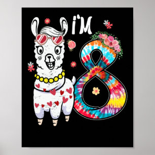 Poster Llama, tenho 8 anos, 8ª Fazenda de Aniversário T