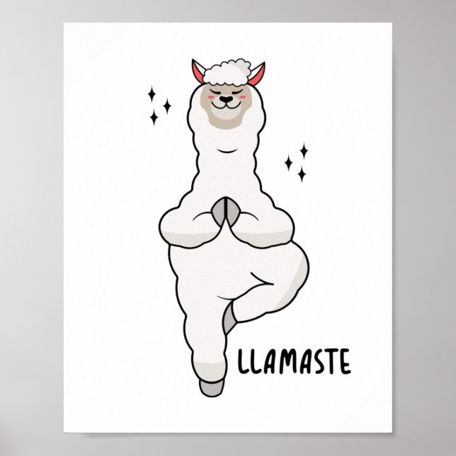 Poster Llama Yoga Pose Com Llamaste (Frente)