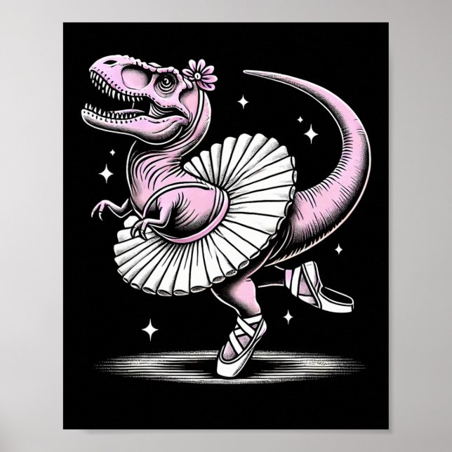 Poster Llet Dancing T-rex In Tutu And Slippers  (Frente)