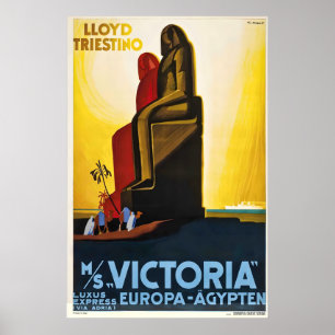 Poster Lloyd Triestino Cartaz de Viagem MS Victoria Vinta