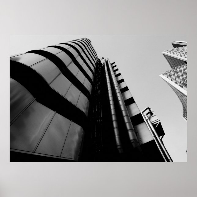 Poster Lloyds Building central London preto e branco (Frente)