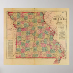 Poster Lloyd's Office Map of Missouri (1861)