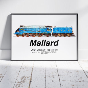 Poster LNER Classe A4 4468 Mallard - Loco a Vapor Mais Rá