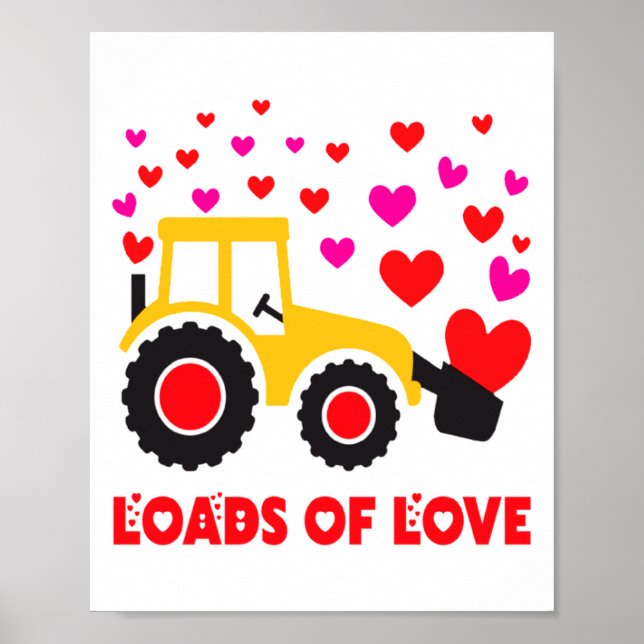 Poster Loads Of Love Toddler Tractor Valentines Day For K (Frente)