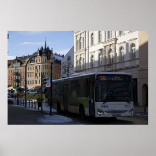 Poster Löbau, Alemanha - Ônibus Público na paisagem histó