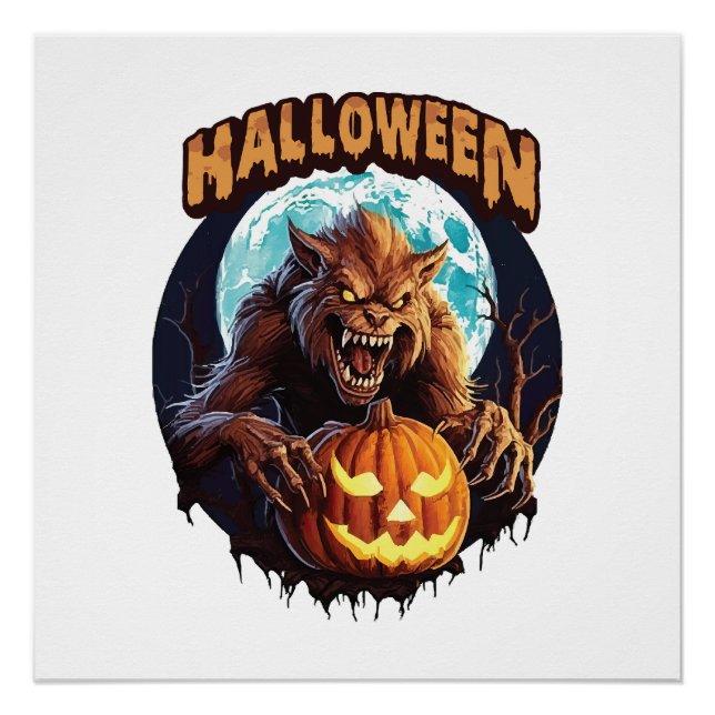 Pôster Lobisomem de Halloween (Frente)