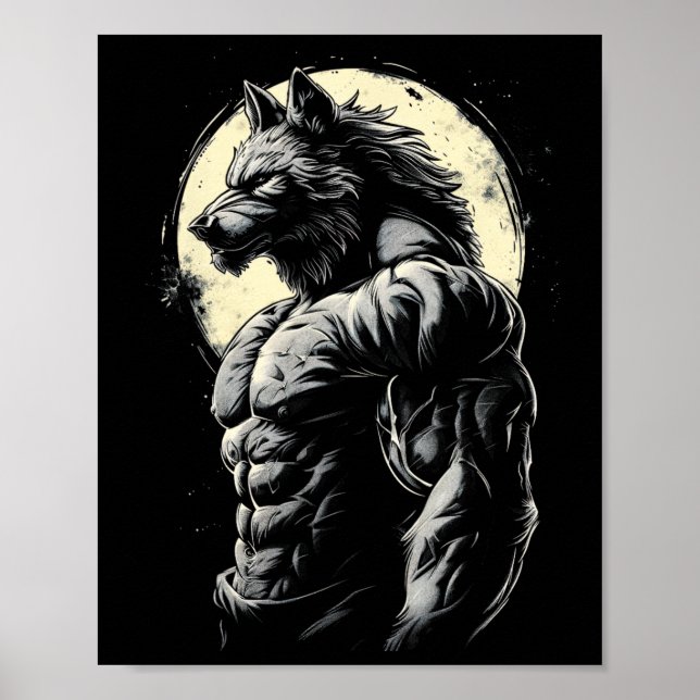 Poster Lobisomem Musculosa do Lobo (Frente)