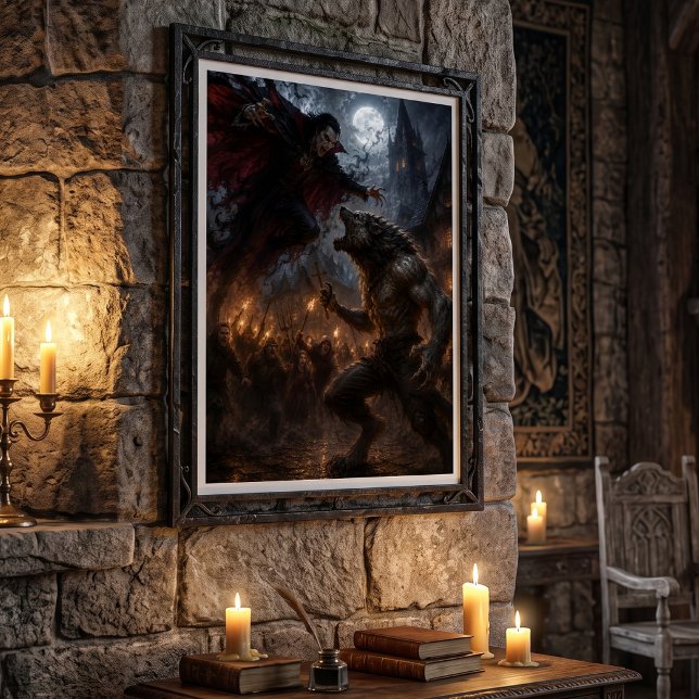 Poster Lobisomem vs Vampiro Batalha de Fantasia Medieval  (Criador carregado)