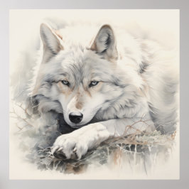 Poster Lobo Animal Silver Spirit