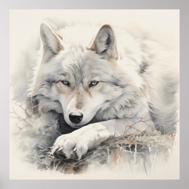 Poster Lobo Animal Silver Spirit (Frente)