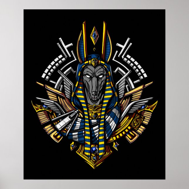 Poster Lobo Antigo Anubis, Ancião de Deus Egípcio Faraó (Frente)