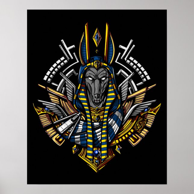 Poster Lobo Antigo Anubis, Ancião de Deus Egípcio Faraó (Frente)