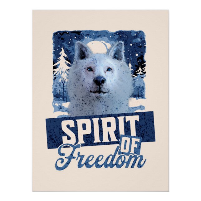 Pôster Lobo Ártico Espírito de Liberdade Desenho de Vida  (Frente)