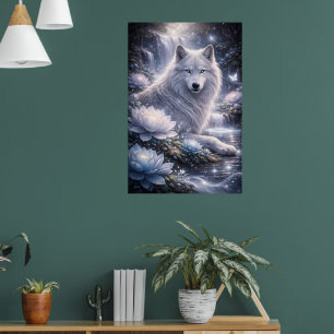 Poster Lobo Branco Guardião Sob a Lua