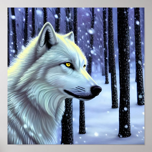 Poster Lobo Branco na Neve (Frente)