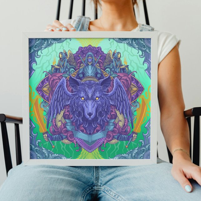 Poster Lobo Celestial Psychedelic (Criador carregado)