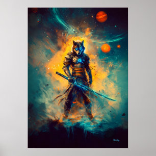 Poster Lobo Celestial Ronin – Guardião da Lâmina Cósmica