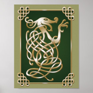 Poster Lobo Celta - Fundo Verde