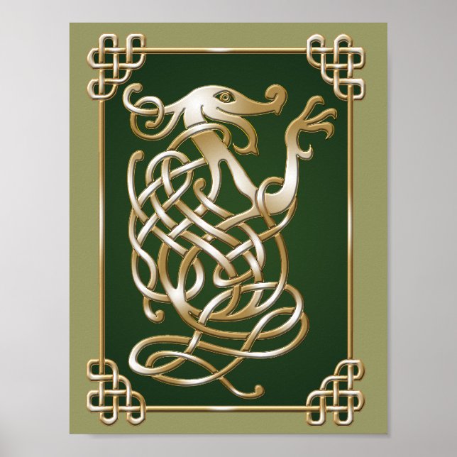 Poster Lobo Celta - Fundo Verde (Frente)