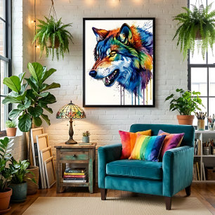 Poster Lobo Colorido 