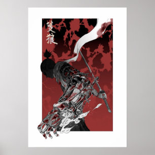 Poster Lobo com katana sekiro