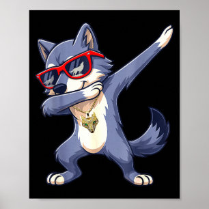 Poster Lobo Dabbing Óculos Vermelhos Legais Amante de Lob