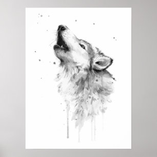 Poster Lobo das Cinzas em Estilo de Pintura em Aquarela