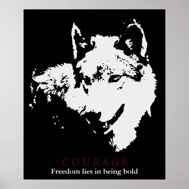 Poster Lobo de Coragem Motivacional (Frente)