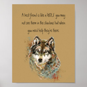 Poster Lobo de Cotação Inspiracional Melhor Amigo, Post