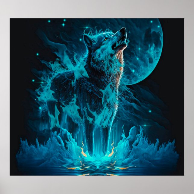 Poster Lobo de Fogo Azul (Frente)