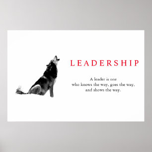 Poster Lobo de Liderança Inspiradora Branco Preto