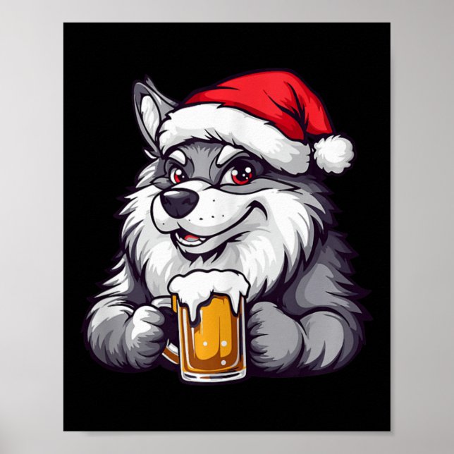 Poster Lobo de Natal Engraçado com BD (Frente)