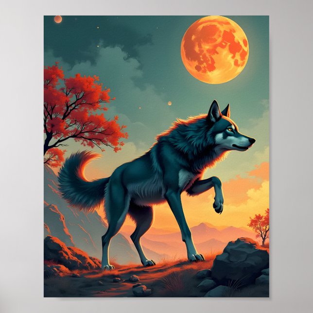 Poster Lobo debaixo de uma lua de sangue (Frente)