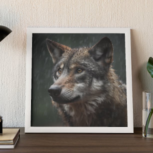 Poster Lobo em uma tempestade em Wildlife Cabin