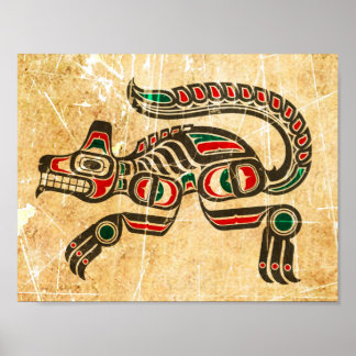 Poster Lobo-espíritos Haida, crachado e Vestido